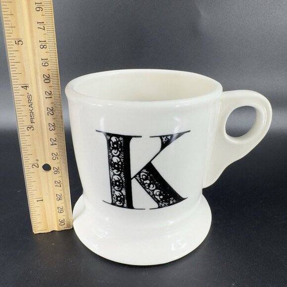 Anthropologie Monogram Letter K Mug Black Initial White Ceramic Coffee Mug Cup - Picture 4 of 10